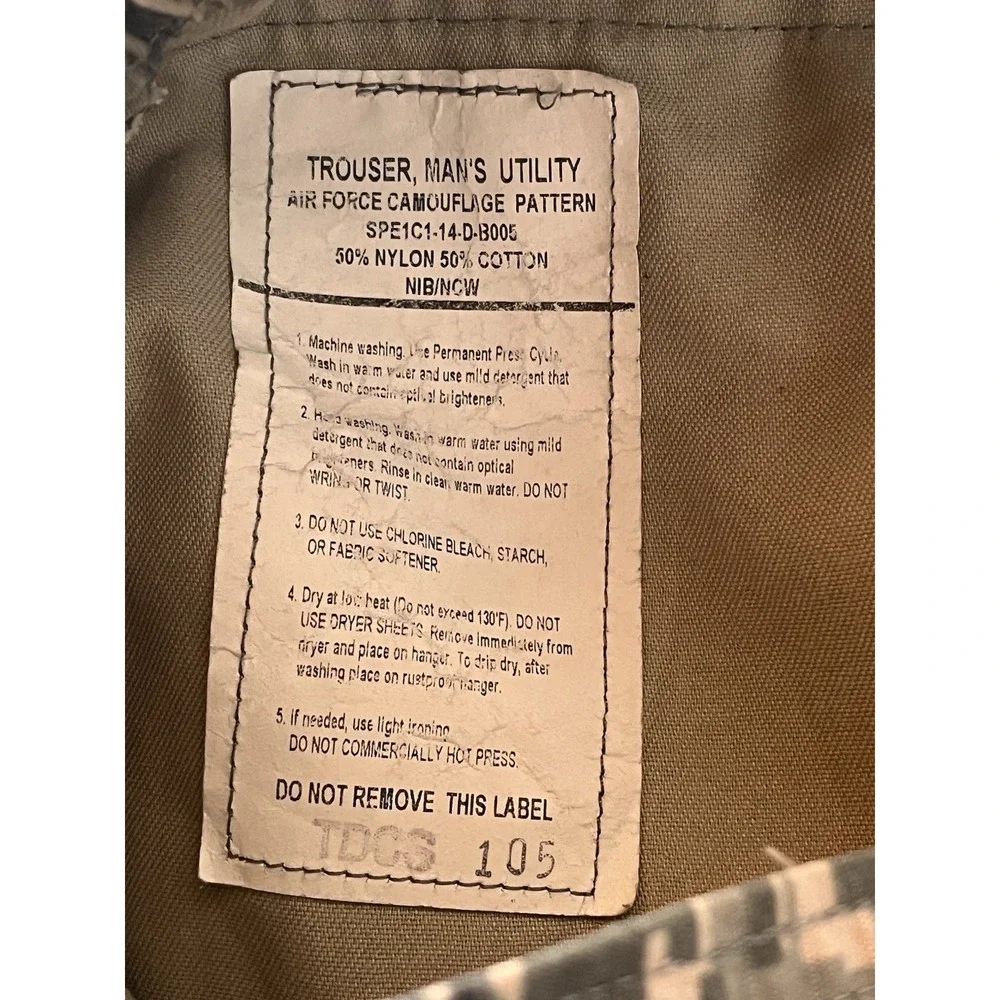 US Air Force Camo Cargo Pants Men's 30R USAF Camouflage Pattern Utility Trouser